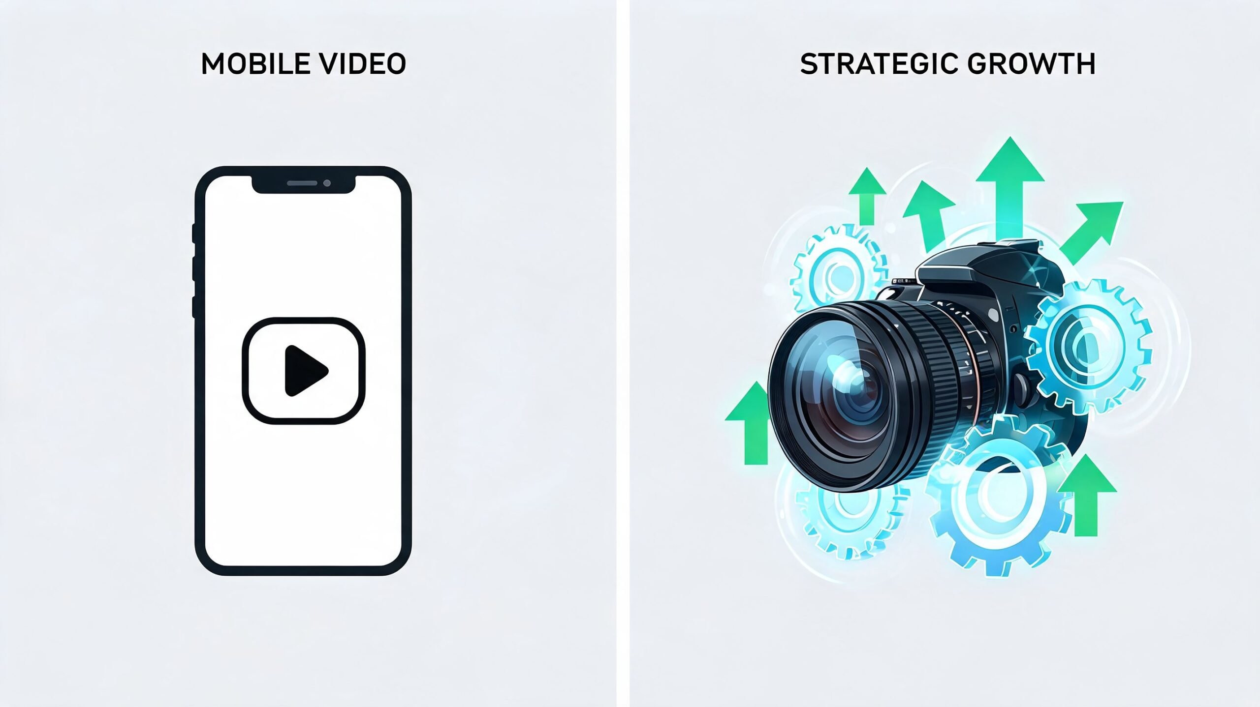 Een vergelijking tussen mobiele video-content en de strategische groei van videoproductie voor bedrijven.
