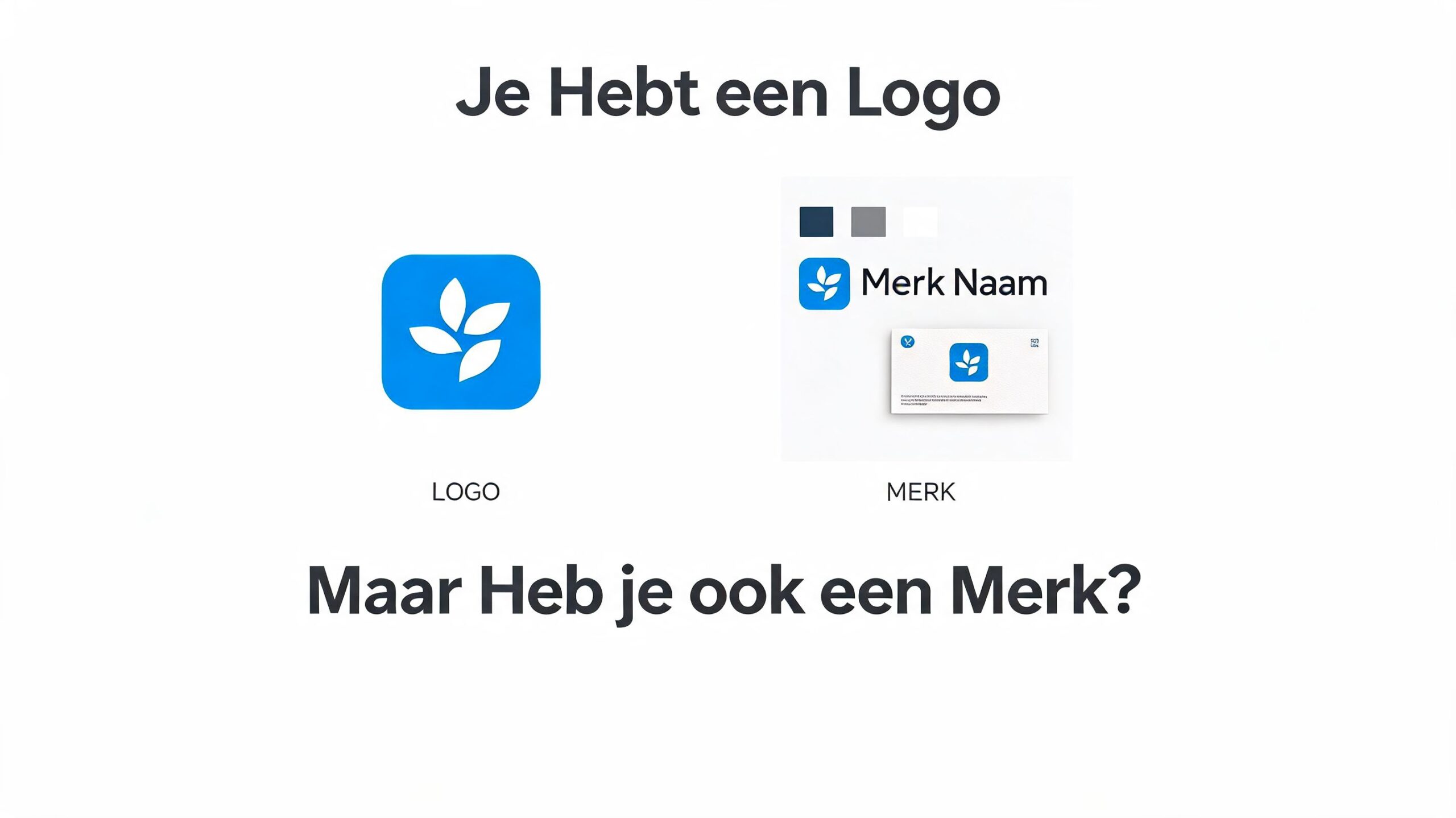 Een vergelijking tussen een simpel logo en een volledige merkidentiteit voor je onderneming.